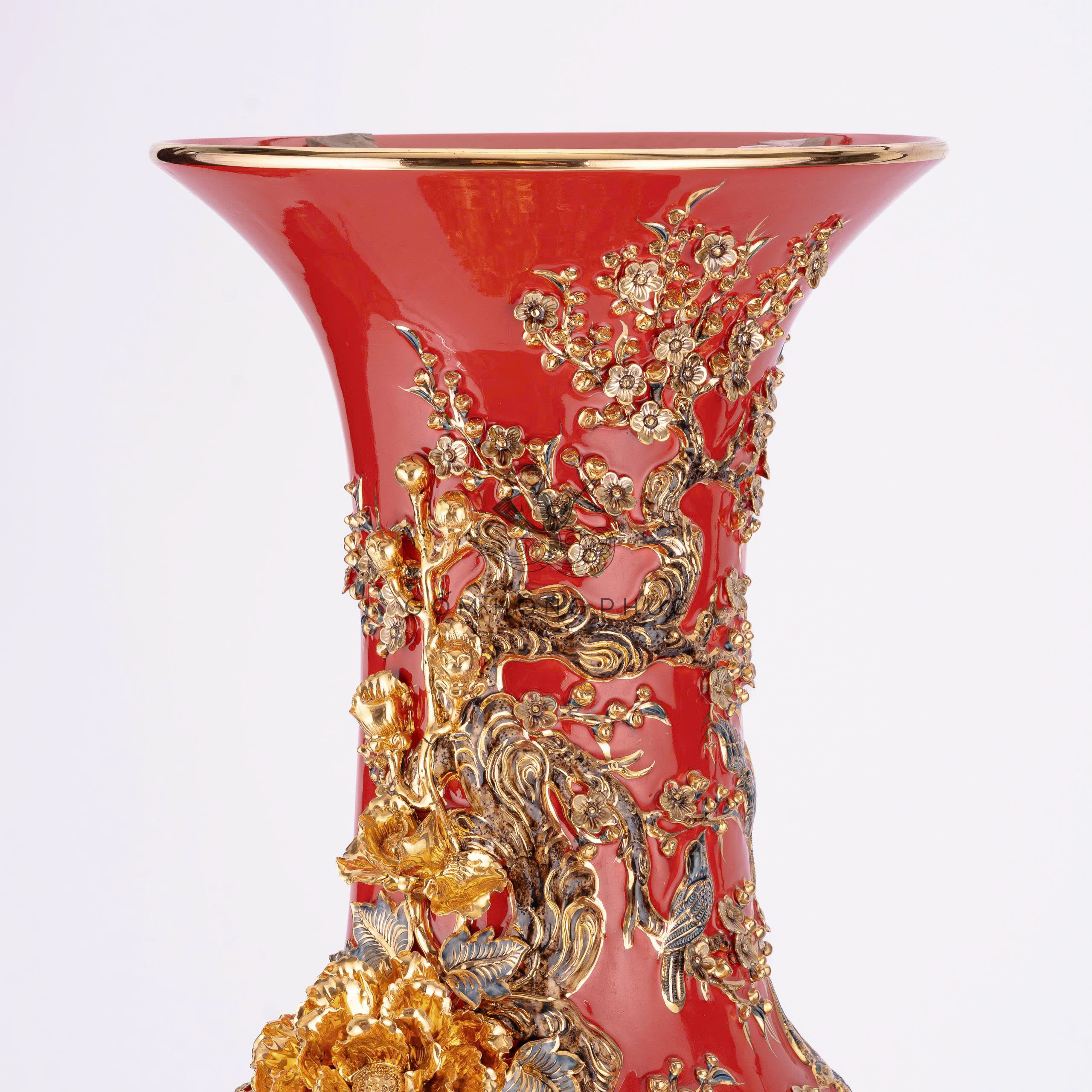 Lộc Bình Công M6 Đỏ Vẽ Vàng