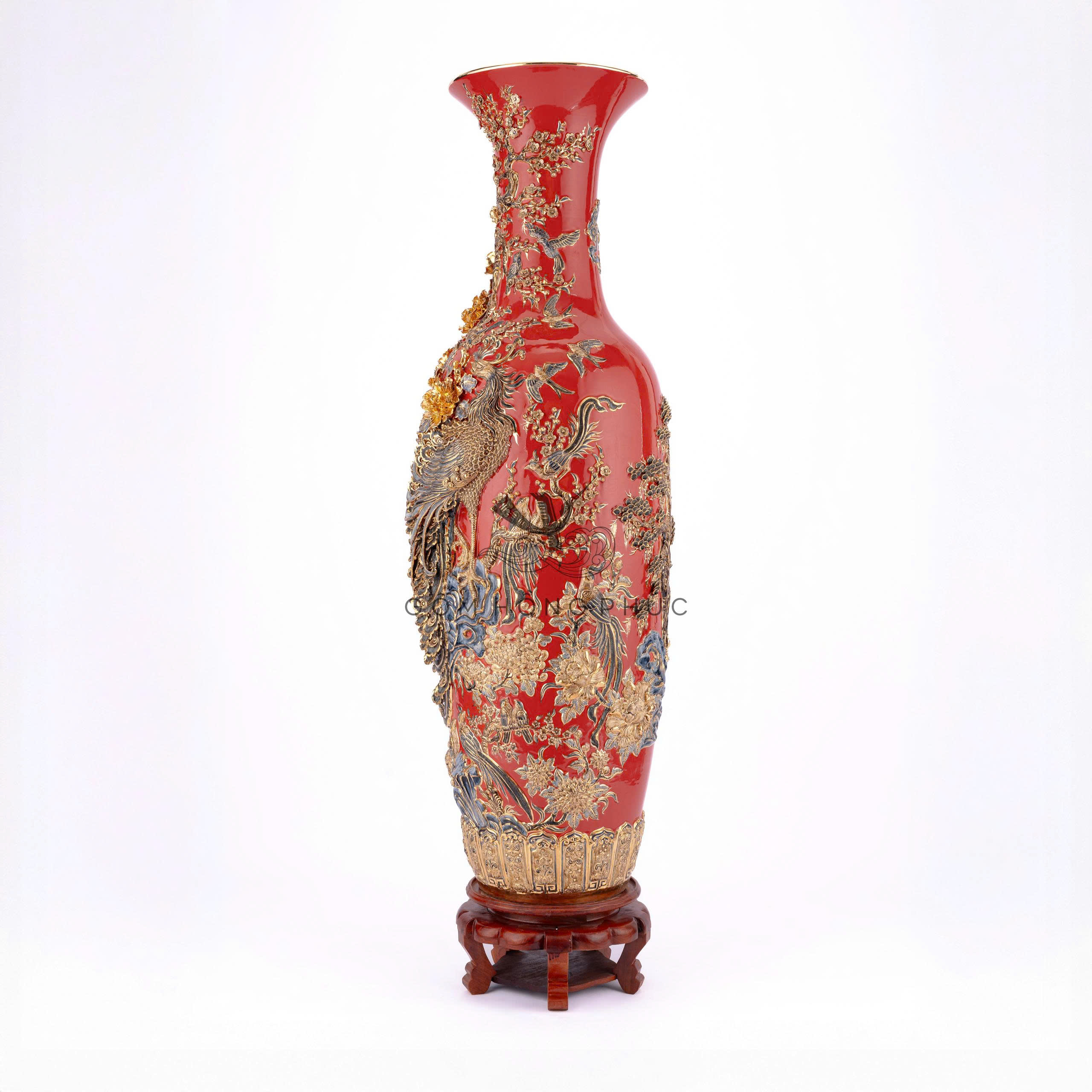 Lộc Bình Công M6 Đỏ Vẽ Vàng