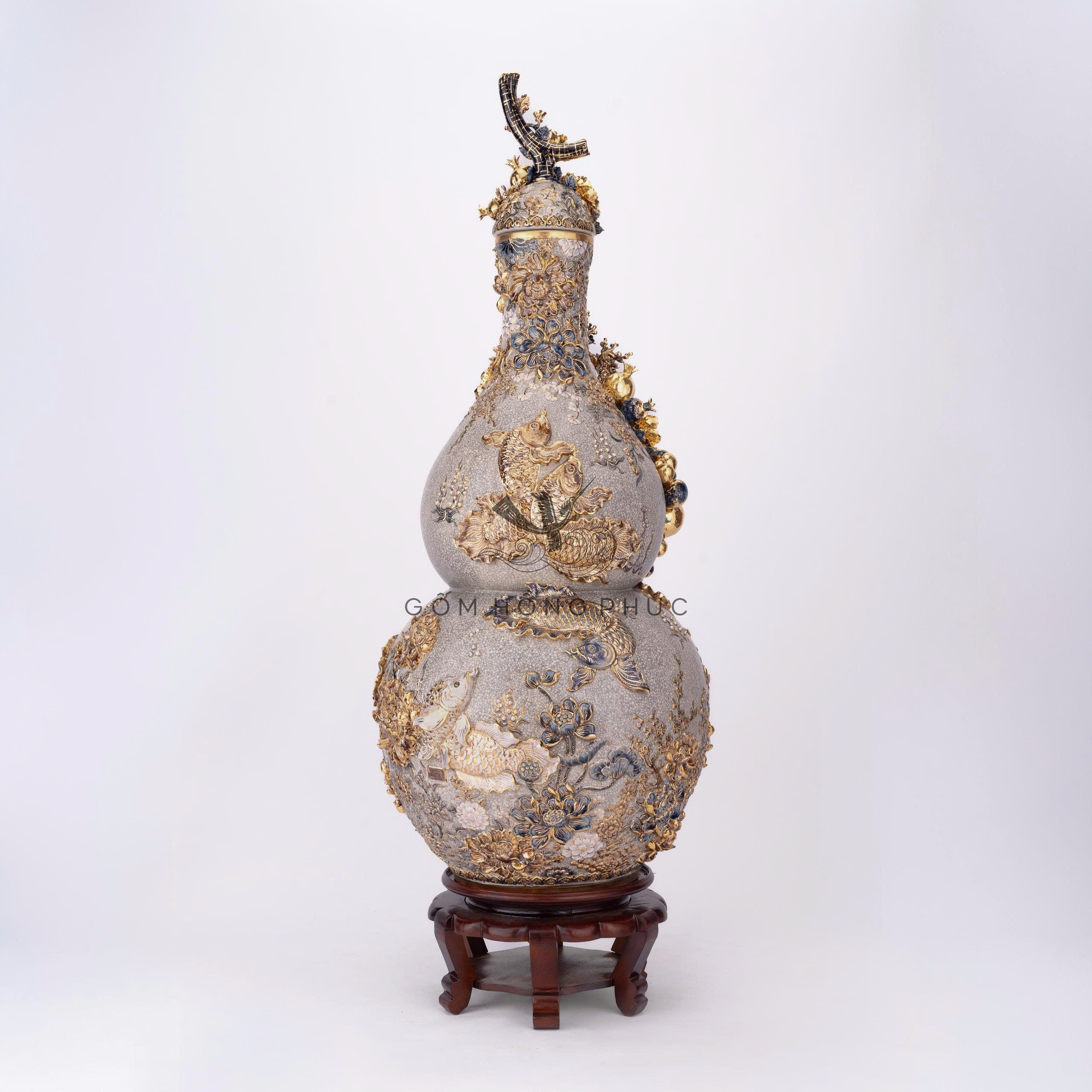 Hồ Lô Cá Rồng Kênh Bong Vẽ Vàng 24k M6