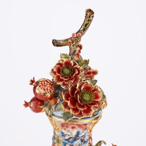 Hồ Lô Cá Rồng Kênh Bong Men Lam Vẽ Vàng 24k