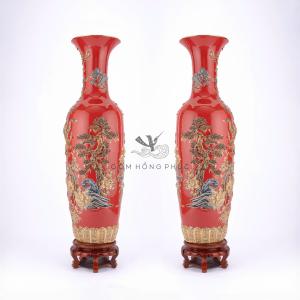 Lộc Bình Công M6 Đỏ Vẽ Vàng