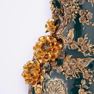 Lộc Bình Công M6 Men Lục Bảo Vẽ Vàng