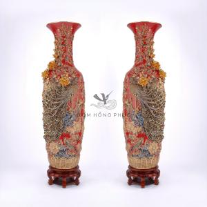 Lộc Bình Công M6 Đỏ Vẽ Vàng