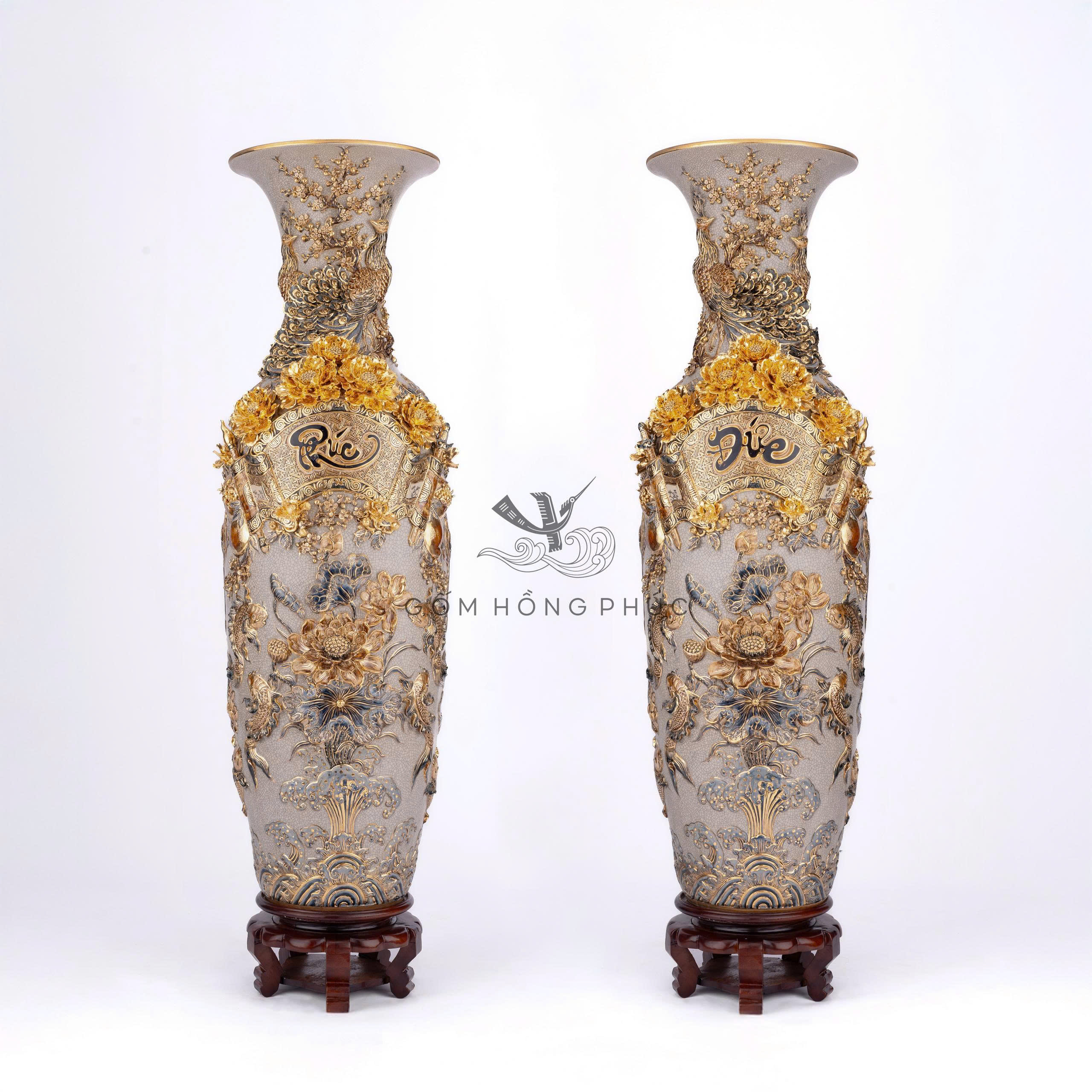 Lộc Bình Phúc Đức Rạn Vẽ Vàng  1M6